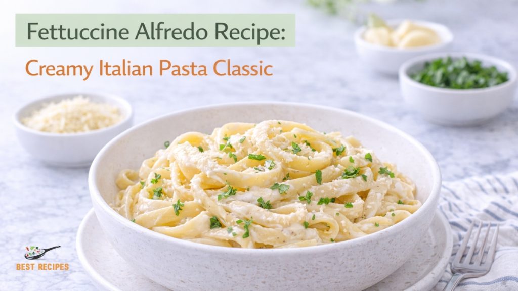 Fettuccine Alfredo Recipe: Creamy Italian Pasta Dish Creamy fettuccine alfredo pasta with parmesan cheese