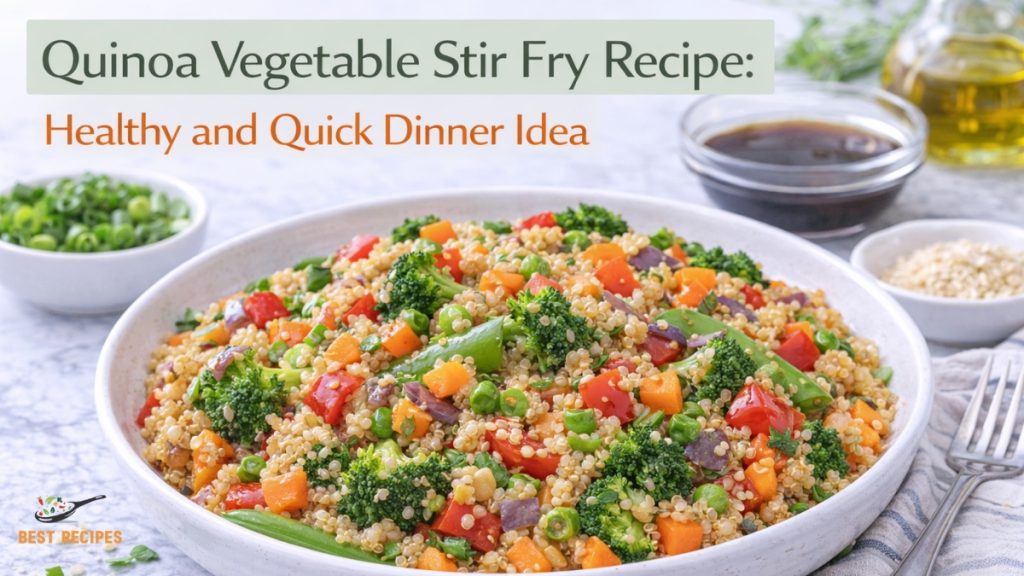 Quinoa Vegetable Stir Fry Recipe: Healthy Dinner Idea Healthy quinoa vegetable stir fry with broccoli carrots and peppers